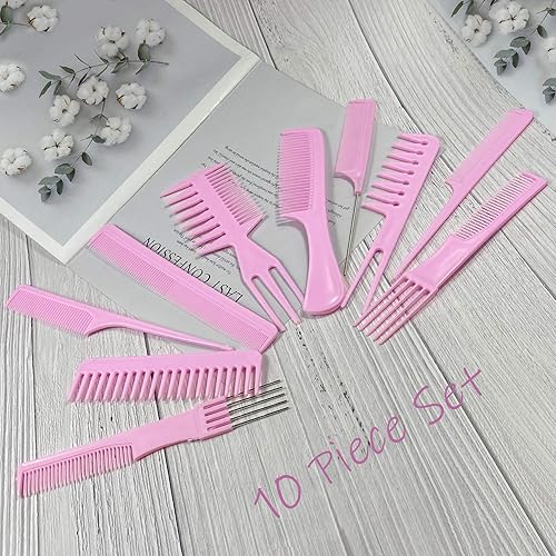 Miniatura 4 de Juego de 10 peines profesionales para estilistas de cabello, peines para estilistas, peines gruesos de dientes finos, estilos de cabello para mujeres