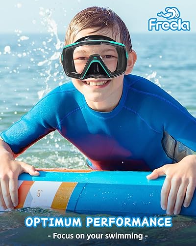 Miniatura 7 de Freela Gafas de natación para niños con cubierta de nariz para 6 a 16 años, paquete de 2 máscaras de natación de visión amplia, antiniebla, sin