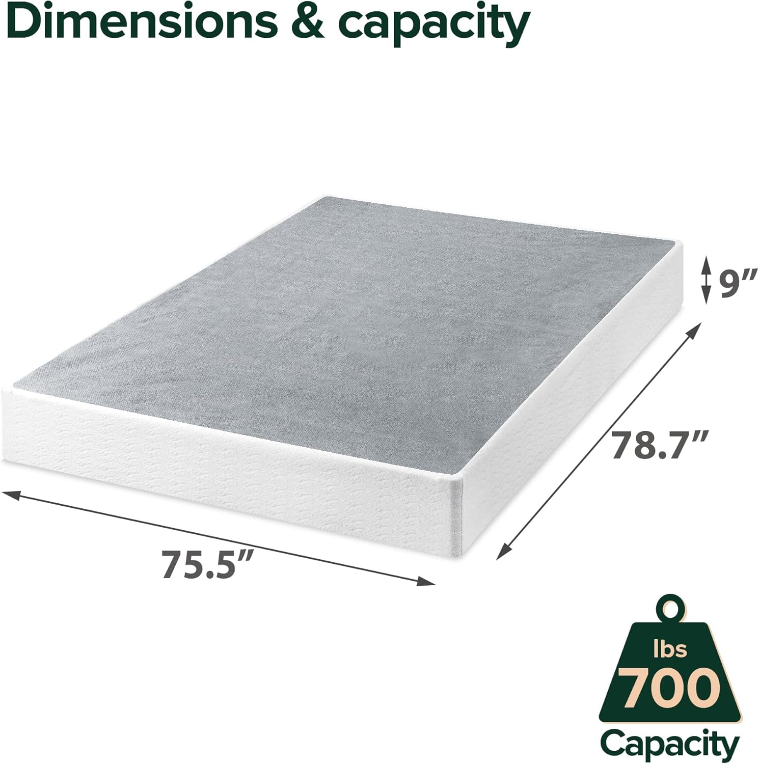 zinus 9 inch king metal smart box spring with quick assembly, mattress foundation, strong metal frame, easy assembly king new/upgraded with quick assembly