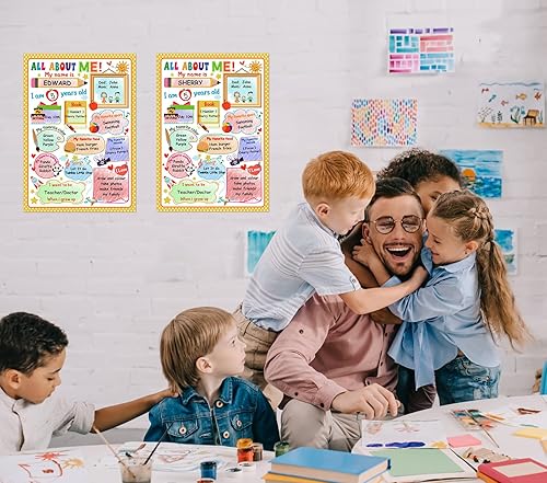 Miniatura 6 de PETCEE Pósteres All about Me  12 pósteres de 12 x 16 pulgadas para estudiantes de estrellas para autointroducción, jardín de infantes, preescolar