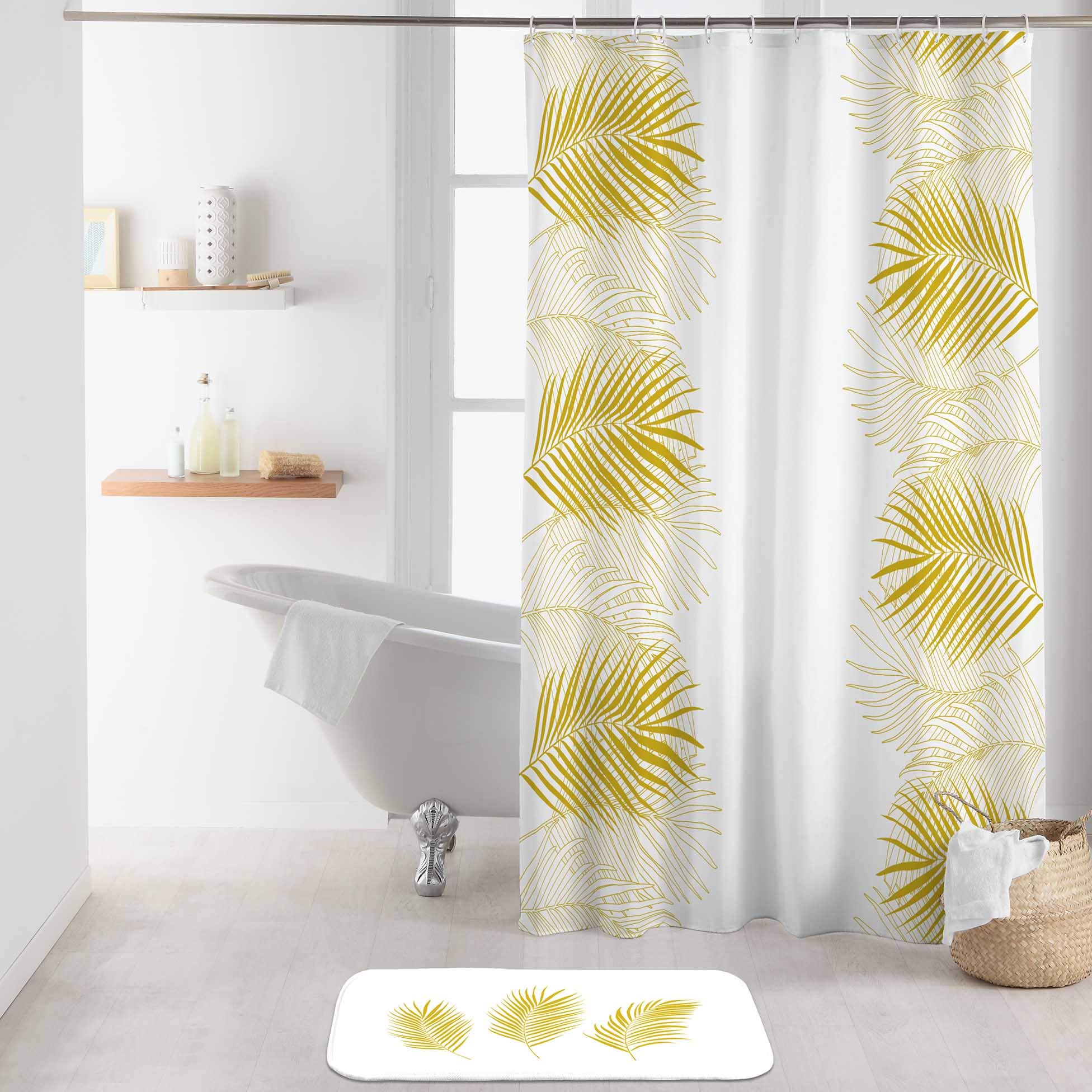 Rideau de douche anti éclaboussure blanc Orbella en tissu polyester avec crochets