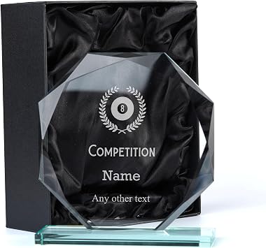 ukgiftstoreonline Large Jade Glass Personalised 15cm Pool Trophy Award Engraved