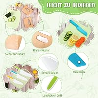Goodchef 5 részes gyerekeknek való konyhai késkészlet - Dinoszáuros mintájú, biztonságos, fogazott élű műanyag és fa kések 2 éves kortól, zö 5