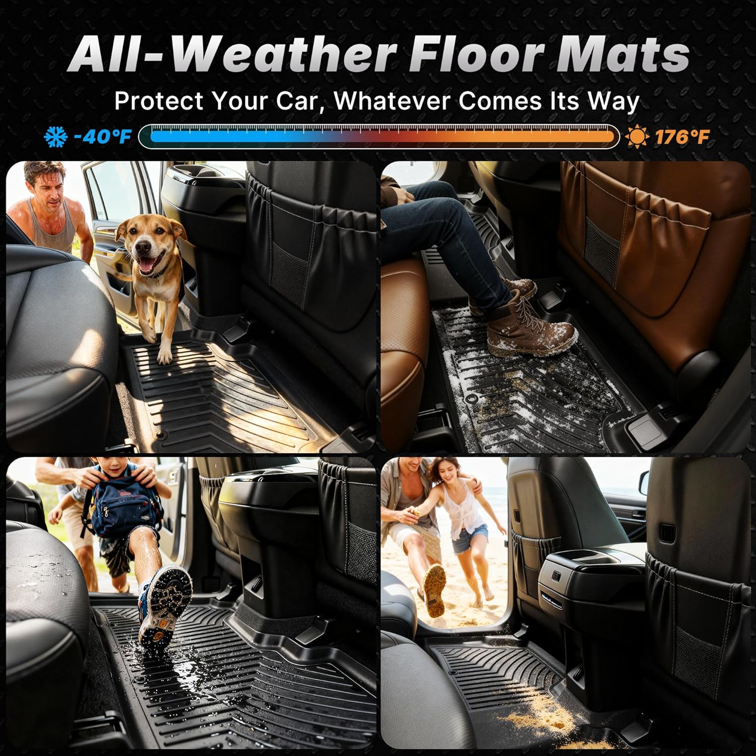 OEDRO Floor Mats & Cargo Liner with Backrest Mat for Chevy Traverse 2024-2026 (Only 7 Seats) & GMC Acadia 2024-2026 (Only 7 Seats) & Buick Enclave 2025-2026, Custom Fit TPE All Weather Floor Liners - Image 7