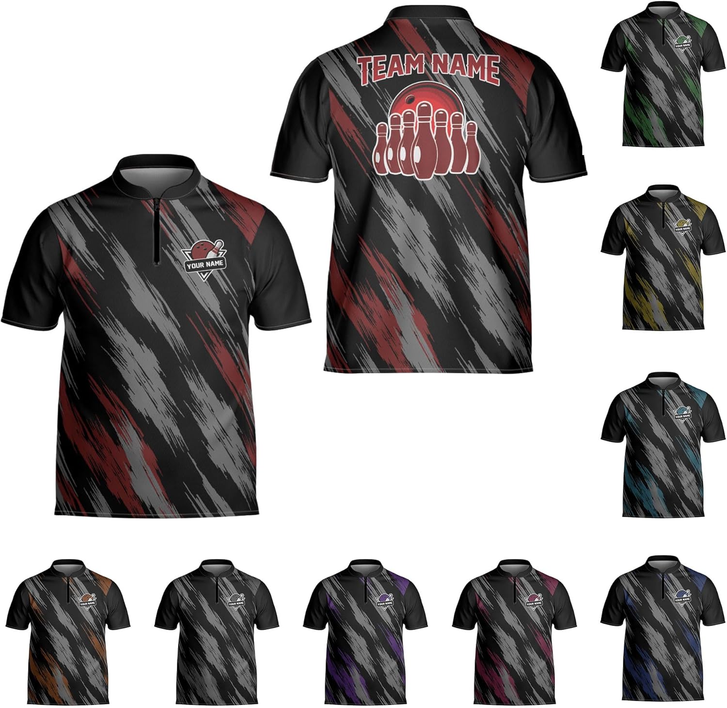 Custom Bowling Jerseys for Men Women Personalized Team Name Quarter Zip 3D Apparel Customized Bowling Jersey Shirts Unisex