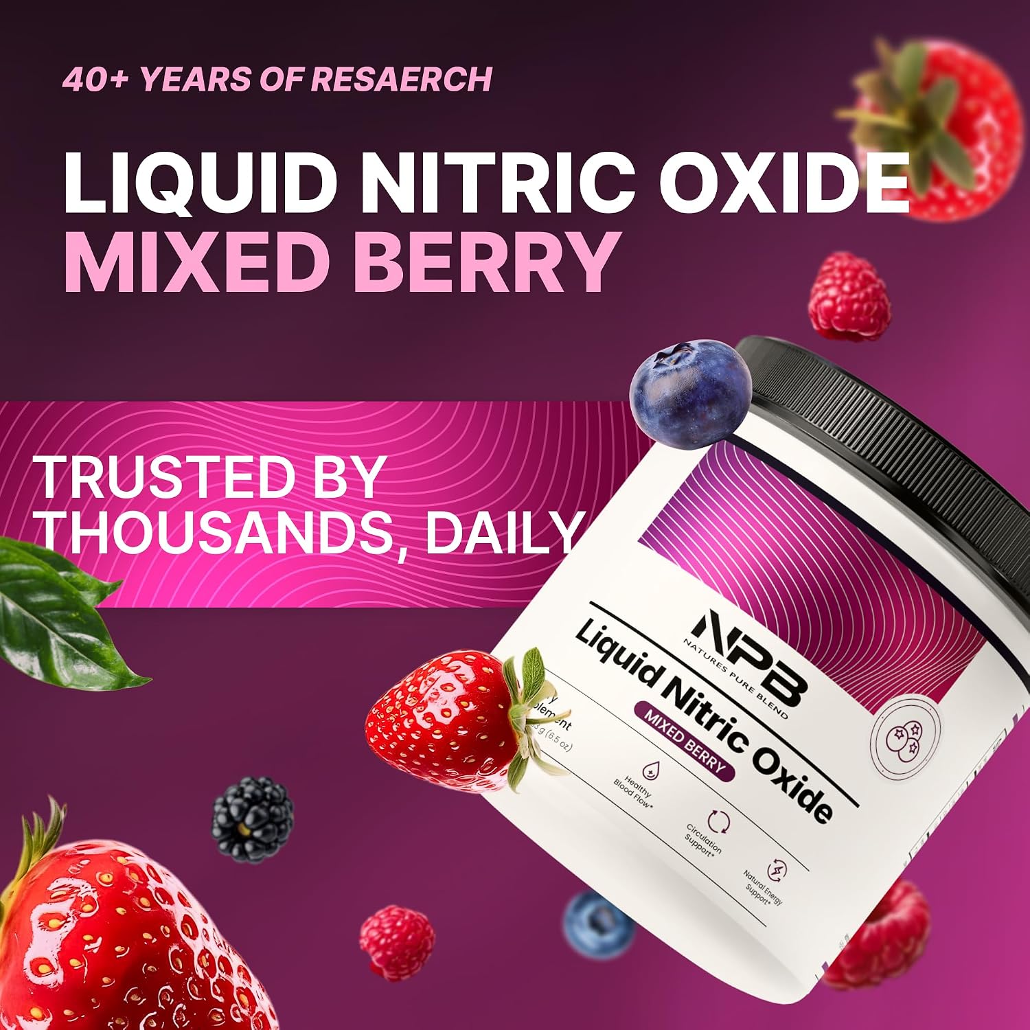 Nature's Pure Blend Liquid Nitric Oxide Supplements for Men – L-Arginine Powder – Nitric Oxide Booster & Circulation Supplement – Blood Flow Support (Mixed Berry Nitric Oxide)