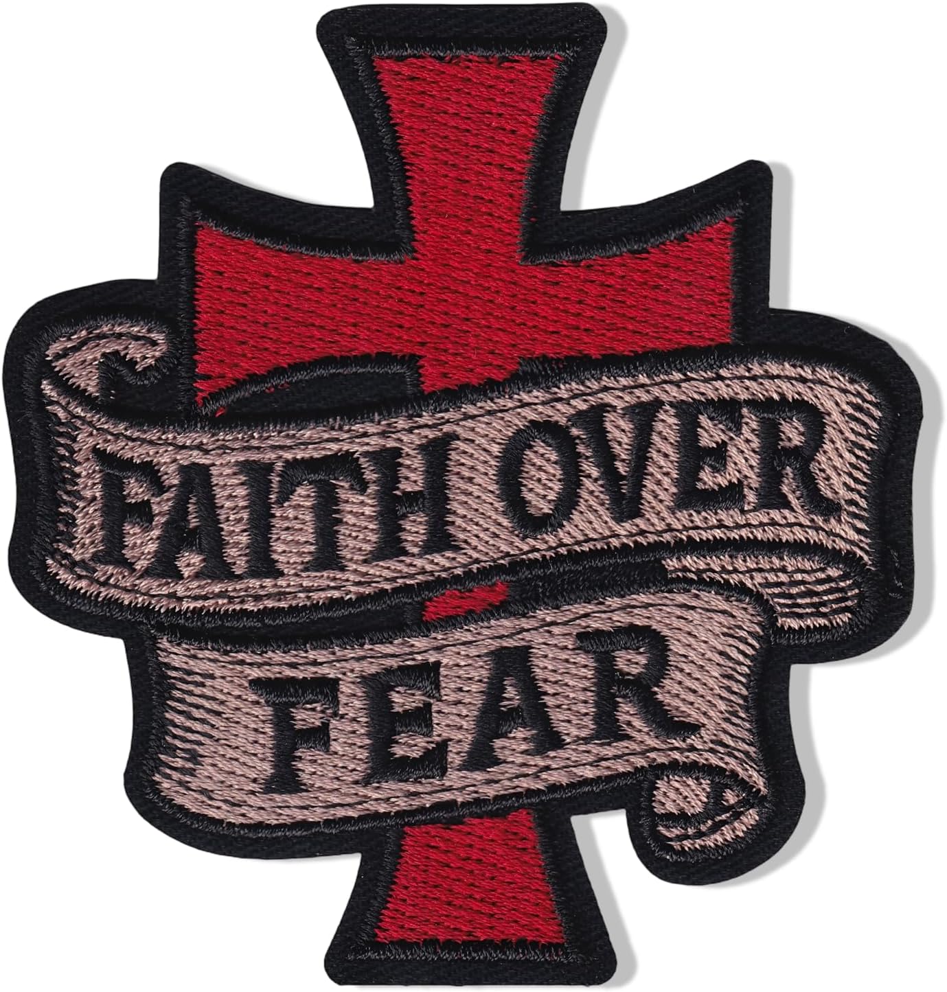 Funny Embroidered Patch – Faith Over Fears - Hook and Loop Patch - DIY Applique Accessories for Backpacks - Army Vest