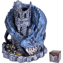 Blue Dragon Castle Dice Tower,for Tabletop Games,D&D and RPG Games,Dungeons and Dragons,DND Dice Tower,Perfect Table Decoration & Party Surprise Gifts with 7Pcs Polyhedral Dice