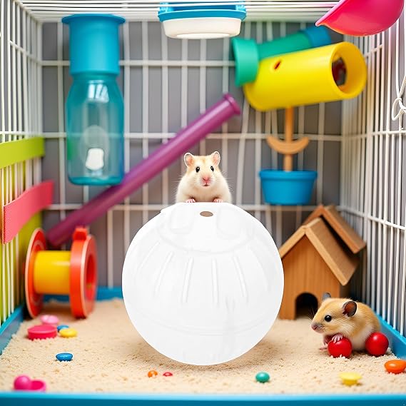 1Pc Silent Exercise Ball Plastic Spinner Hamster Running for Sugar Gliders Mice Gerbils Small Animal Exercise Wheels Multiple Colors Hamster Exercise Ball,Animal Health Supplie(White)
