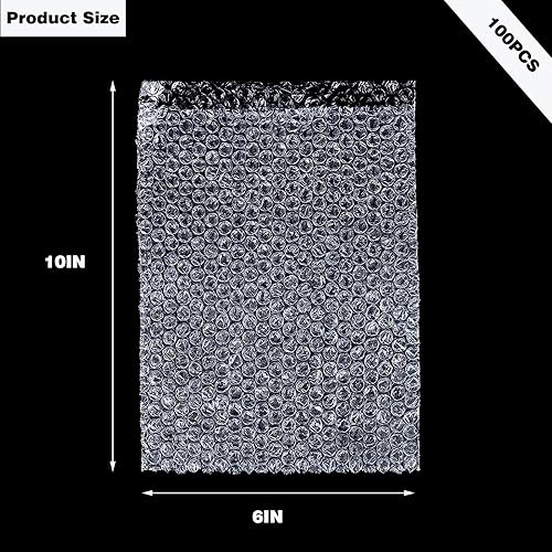 Miniatura 2 de Bolsas transparentes de burbujas de 6 x 10 pulgadas, 100 bolsas protectoras gruesas de espuma a prueba de golpes, bolsas de amortiguación de doble