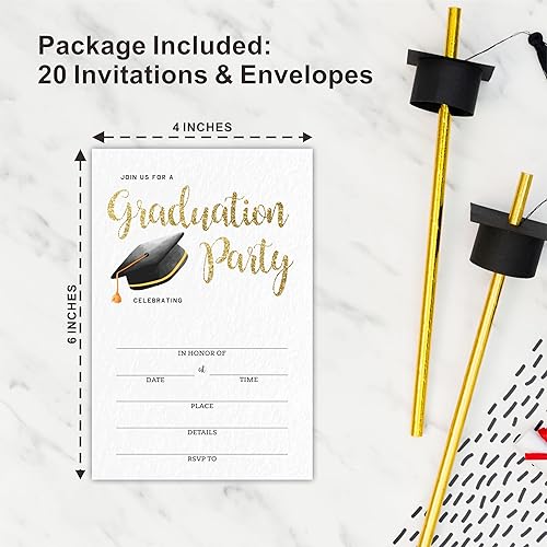 Miniatura 7 de NYCTUG Invitaciones para fiesta de graduación con sobres (paquete de 20), 4 x 6 pulgadas, papel recubierto multicolor, tecnología de impresión