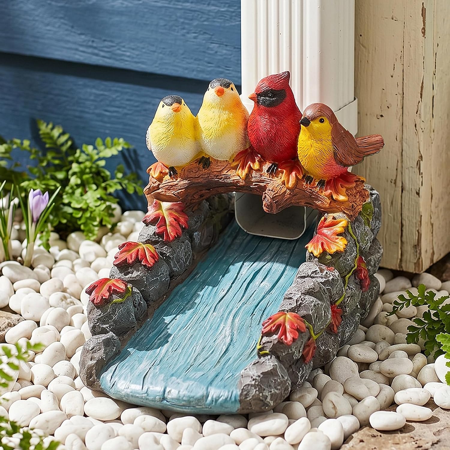 Teaeeno Bird Gutter Downspout Extension Decoration, 4''x4'' Downspout Extender Diverter Splash Block Sculpture Outdoor Decor, Animal Resin Statue Ornaments, for Garden, Yard