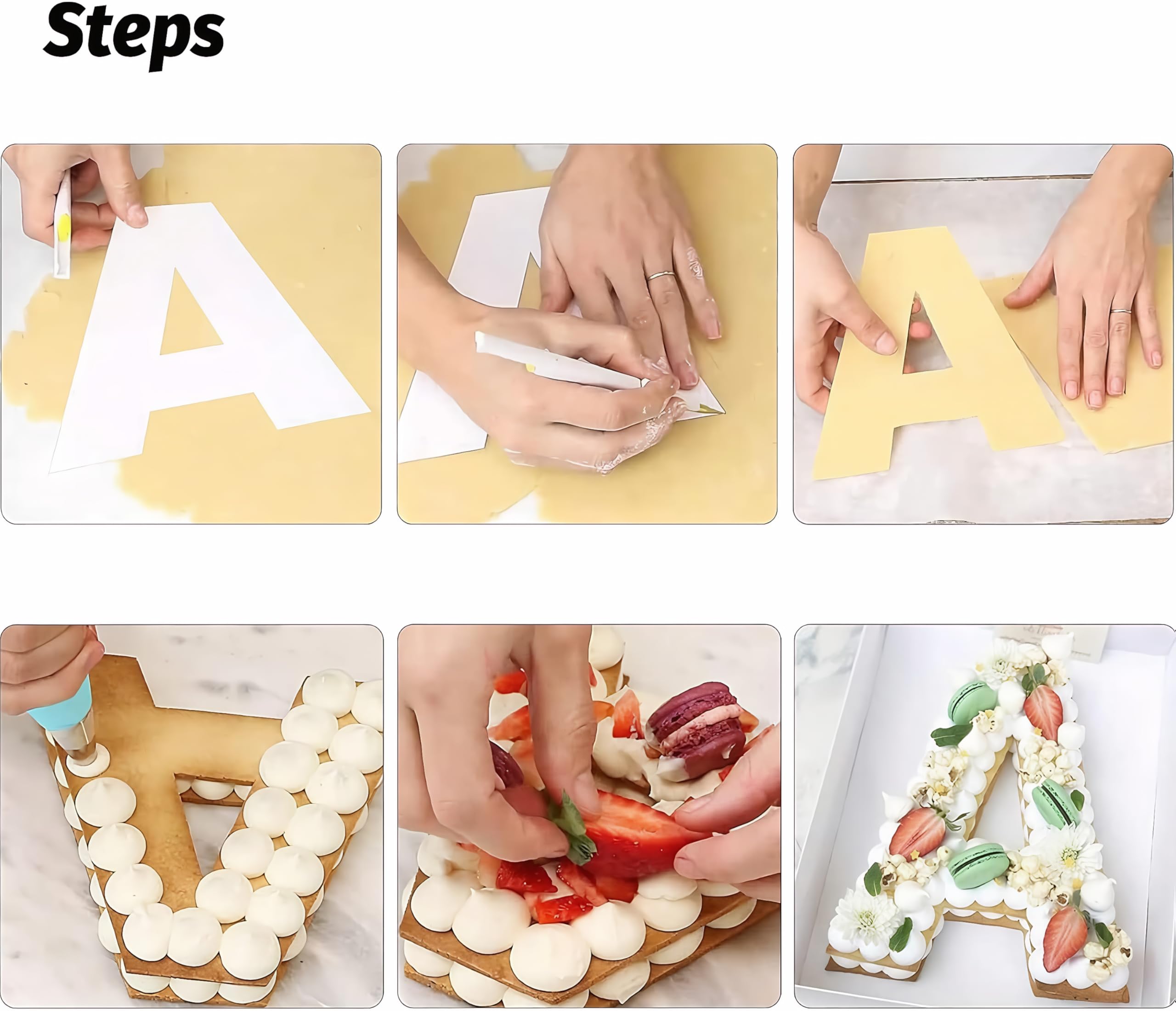HEMOTON 37Pcs A,Z Alphabet Gâteau Stencilles Lettre Cake Modèles Moulds 0-9 Number Cake Pochoirs Cuisson Cookie Moule Anniversaire Mariage Décor Noël 30x28x0.1cm