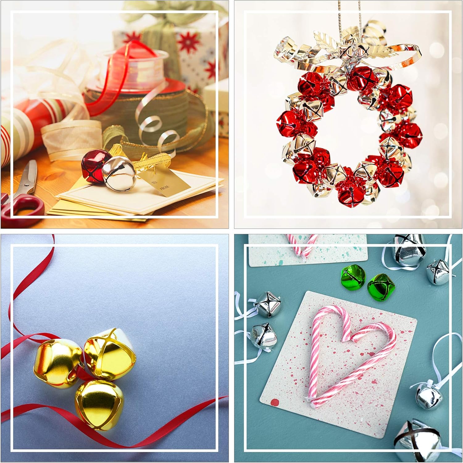 200 Pieces Jingle Bells 3/5Inch Craft Bell Bulk for Christmas Home and Pet Decorations (4 Colors) : Arts, Crafts & Sewing