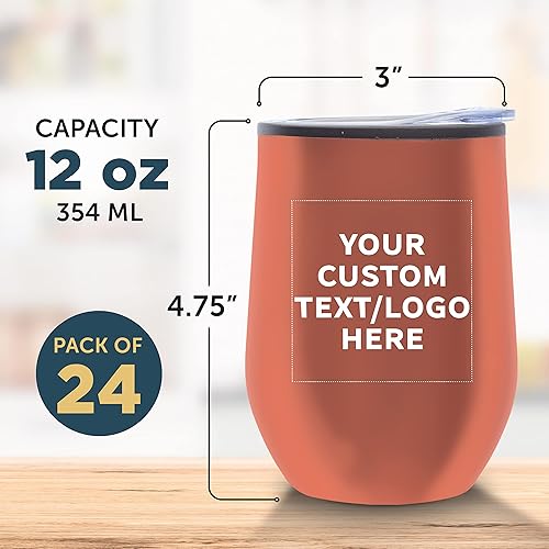 Miniatura 6 de Vasos de vino personalizados sin tallo de 12 onzas, juego de 24, paquete personalizado a granel, aislados, perfectos para vino, cócteles, otras