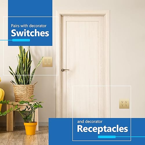 Miniatura 437 de LIDER - Cubierta decorativa de interruptor doble con acabado mate, placa de pared sin tornillos, tamaño mediano, 2 bandas, 4.88 x 4.92 pulgadas