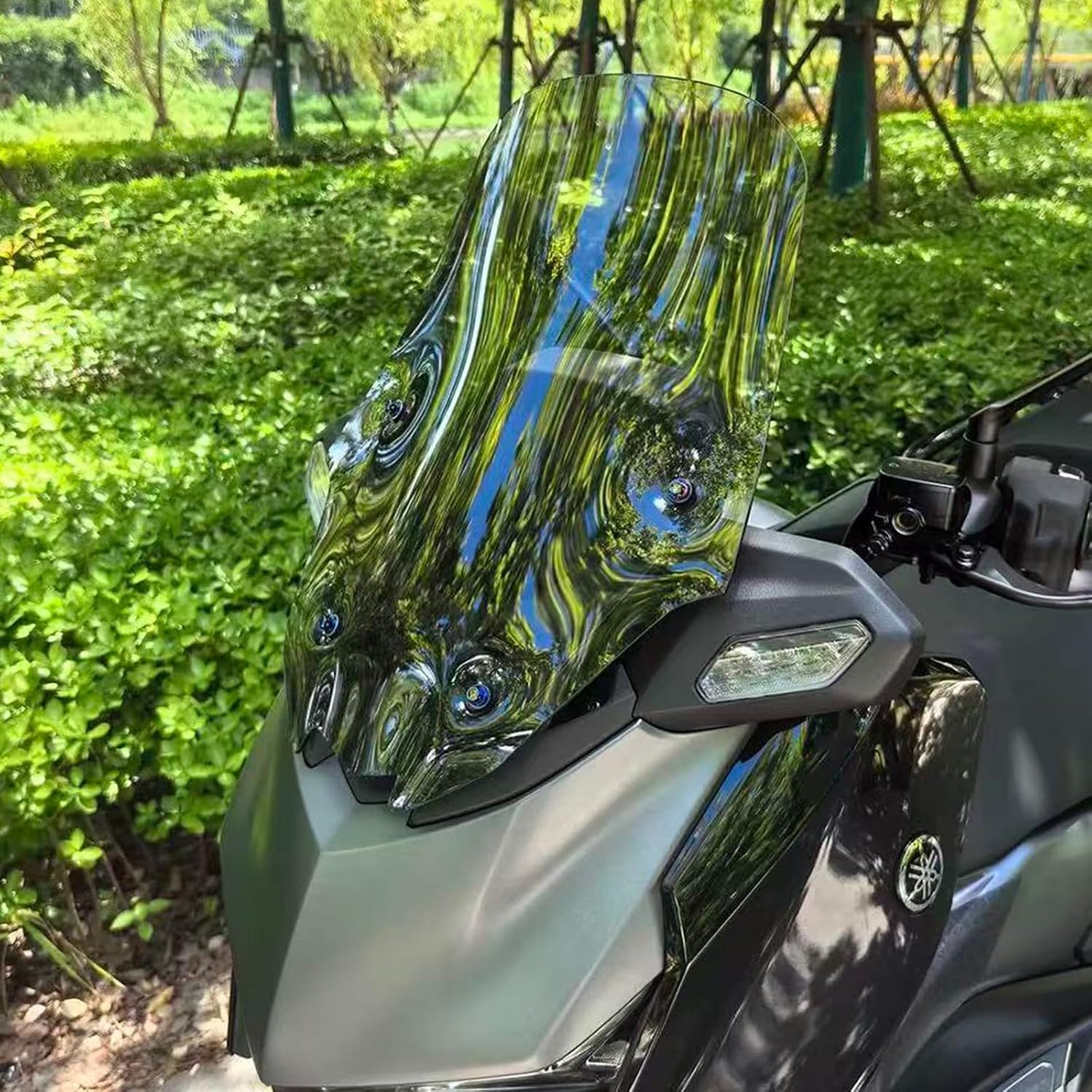 2026 Upgrade Motorcycle Windshield Compatible with Yamaha XMAX300 2025 2026 Front Windscreen Extra 2in Tall & Wide Motorbike Touring Screen, Windproof and dustproof, OEM Replacement(Smoke Tint)