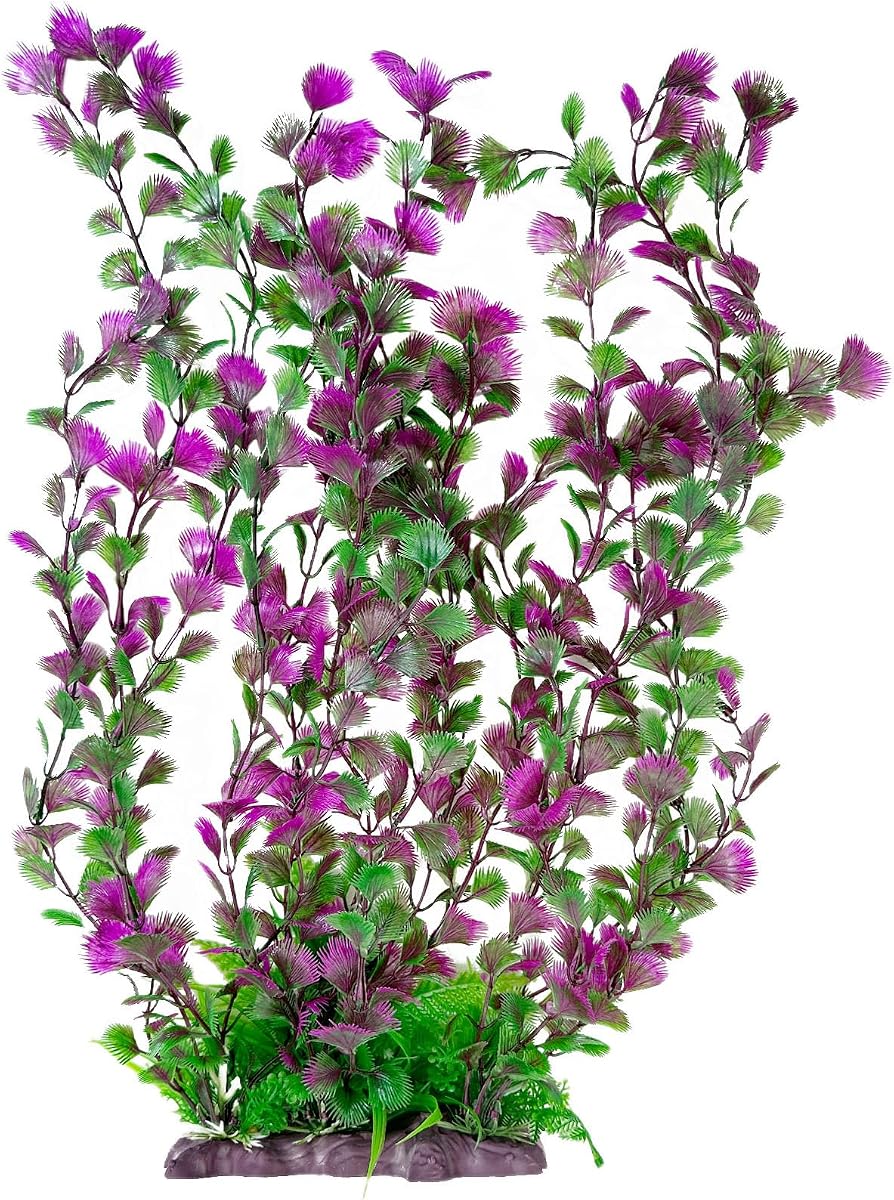 Plantas de plástico para acuario, decoración de acuario, plantas artificiales para peceras, decoraciones altas para peceras, planta de acuario extra grande de 20,4 pulgadas de alto, 1 unidad