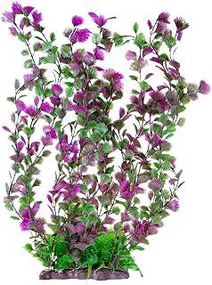 Hamiledyi 20.4 Inch Tall Lifelike Artificial Aquarium Plants - Plastic Fish Tank Decor with Heavy Ceramic Base, Safe for Freshwater & Saltwater, 1PC
