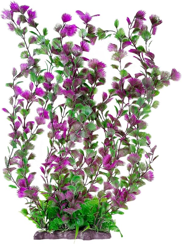 Plantas de plástico para acuario, decoración de acuario, plantas artificiales para peceras, decoraciones altas para peceras, planta de acuario extra grande de 20,4 pulgadas de alto, 1 unidad