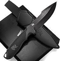 Vista 1 de ODENWOLF WOLF-I - Cuchillo de supervivencia de espiga completa con funda, elegante hoja fija táctica, hecho de acero 440C, para supervivencia