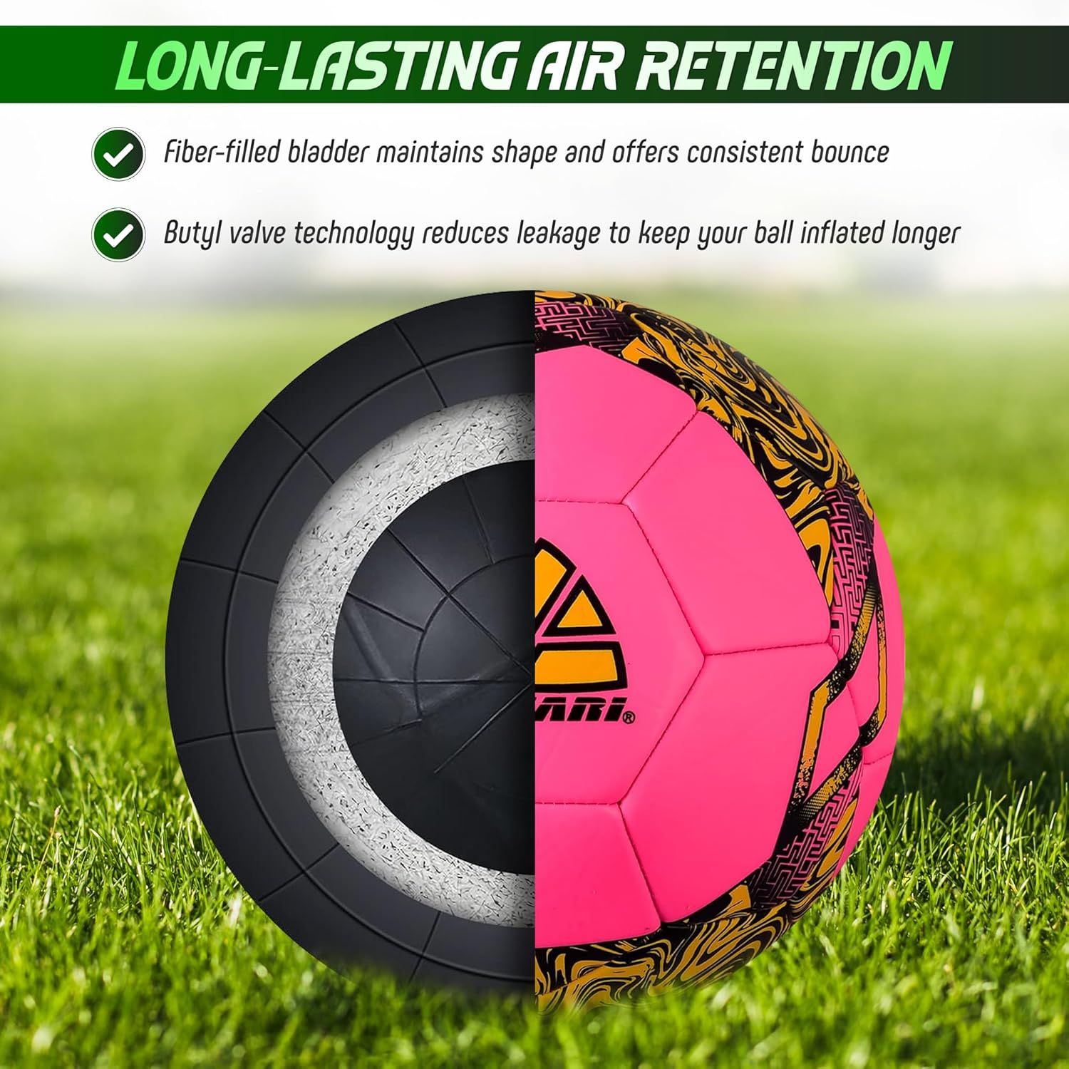 VIZARI Toledo Soccer Ball | Outdoor Training and Fun Play Football for Boys, Girls, Youth & Toddler | Ideal for All Skill Levels (Pack of 1, 6 & 12)