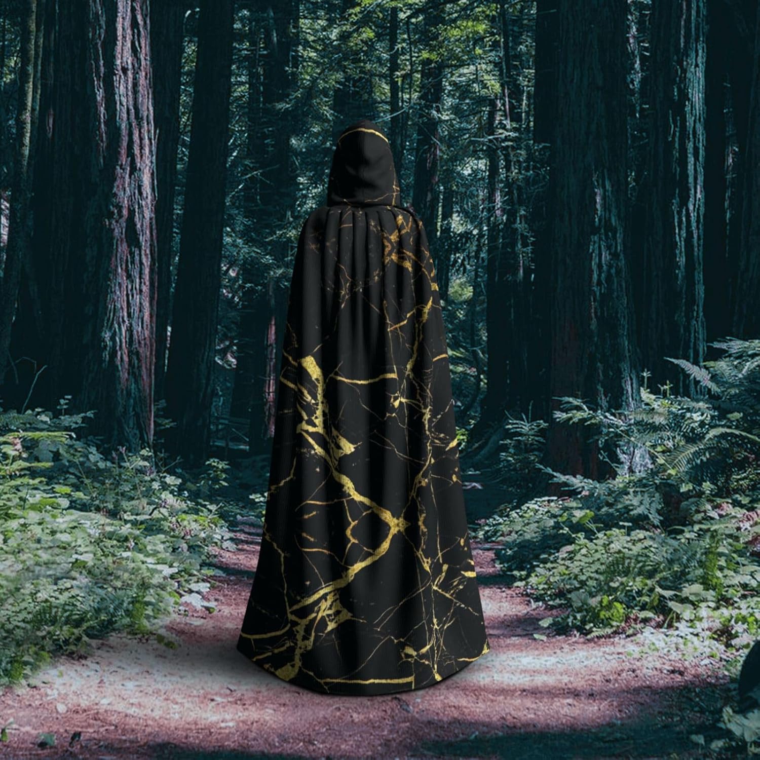 SSIMOO Black Leopard Pattern Eye-Catching Cosplay Costume Cape for Women - Unisex Vampire Cloak for Halloween.