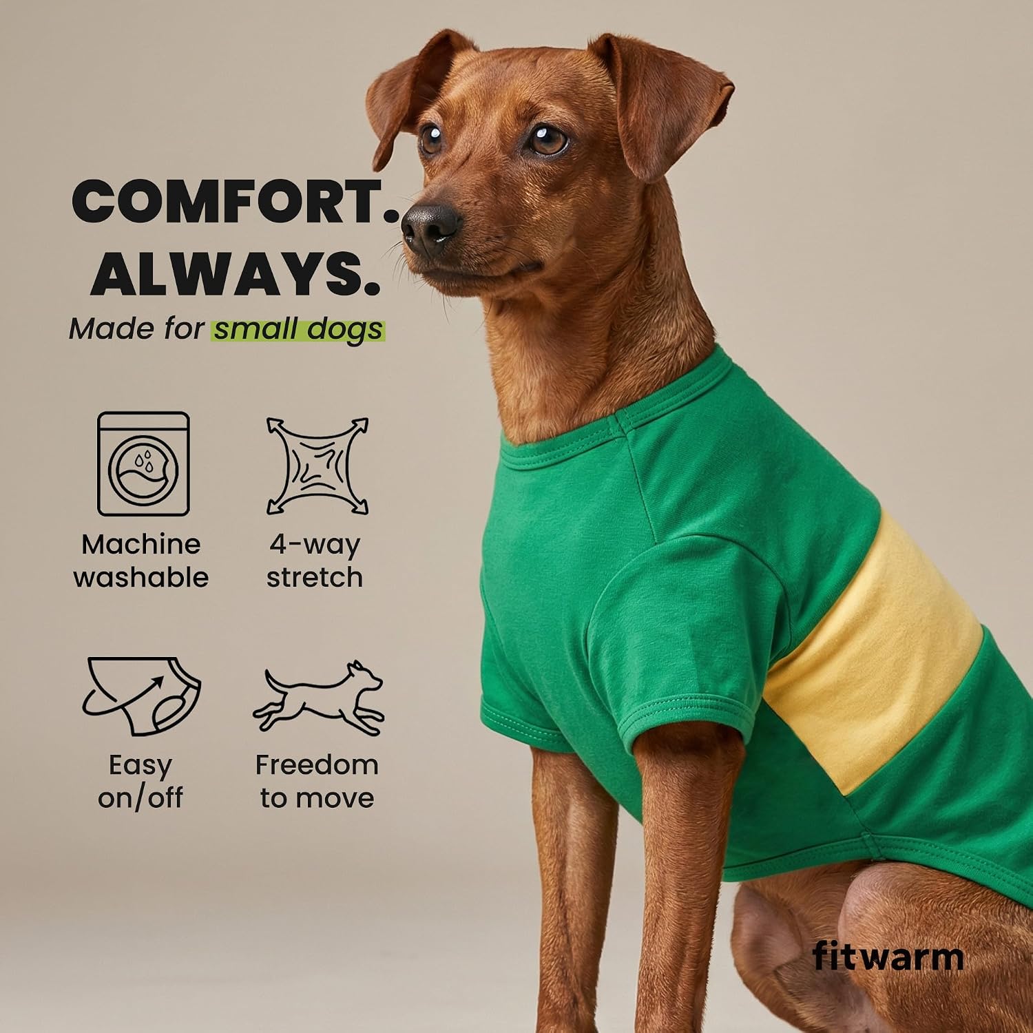 Fitwarm 3 Pack Color Block Striped Dog Shirt, Summer Dog Clothes for Small Dogs, Breathable Lightweight Dog Tshirt, Pet Outfit, Navy Blue, Sea Green, Brown, Medium