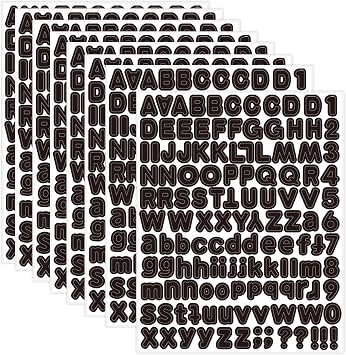 Letter Sticker,1/2 inch 10 Sheets Black Alphabet Sticker,Self Adhesive Vinyl Letter Stickers Mailbox Numbers,Self Adhesive Letters Stickers for Bulletin Boards Classroom Home Decor