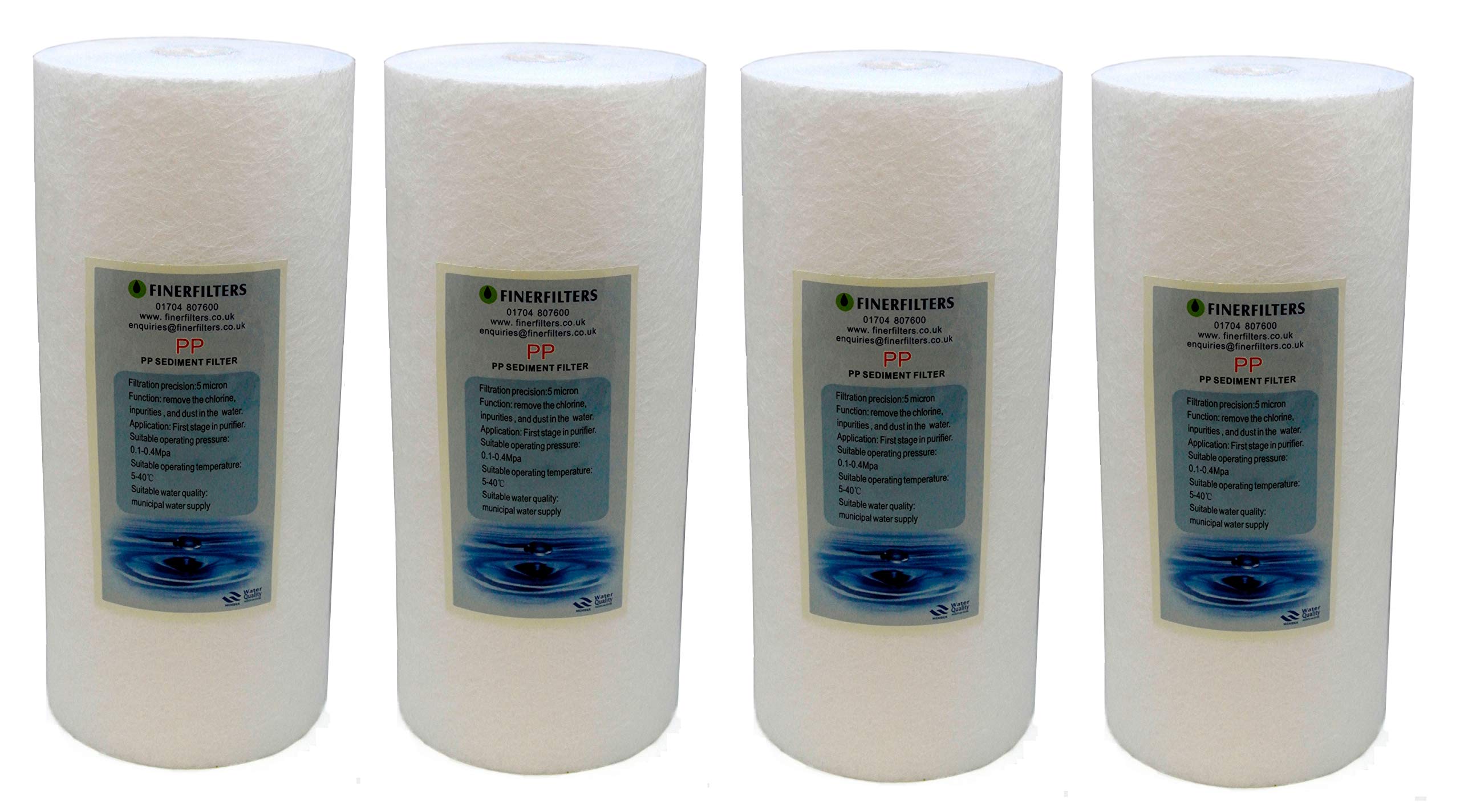 Finerfilters 10” x 4.5” Jumbo Sediment Filter 1 Micron 4 Pack