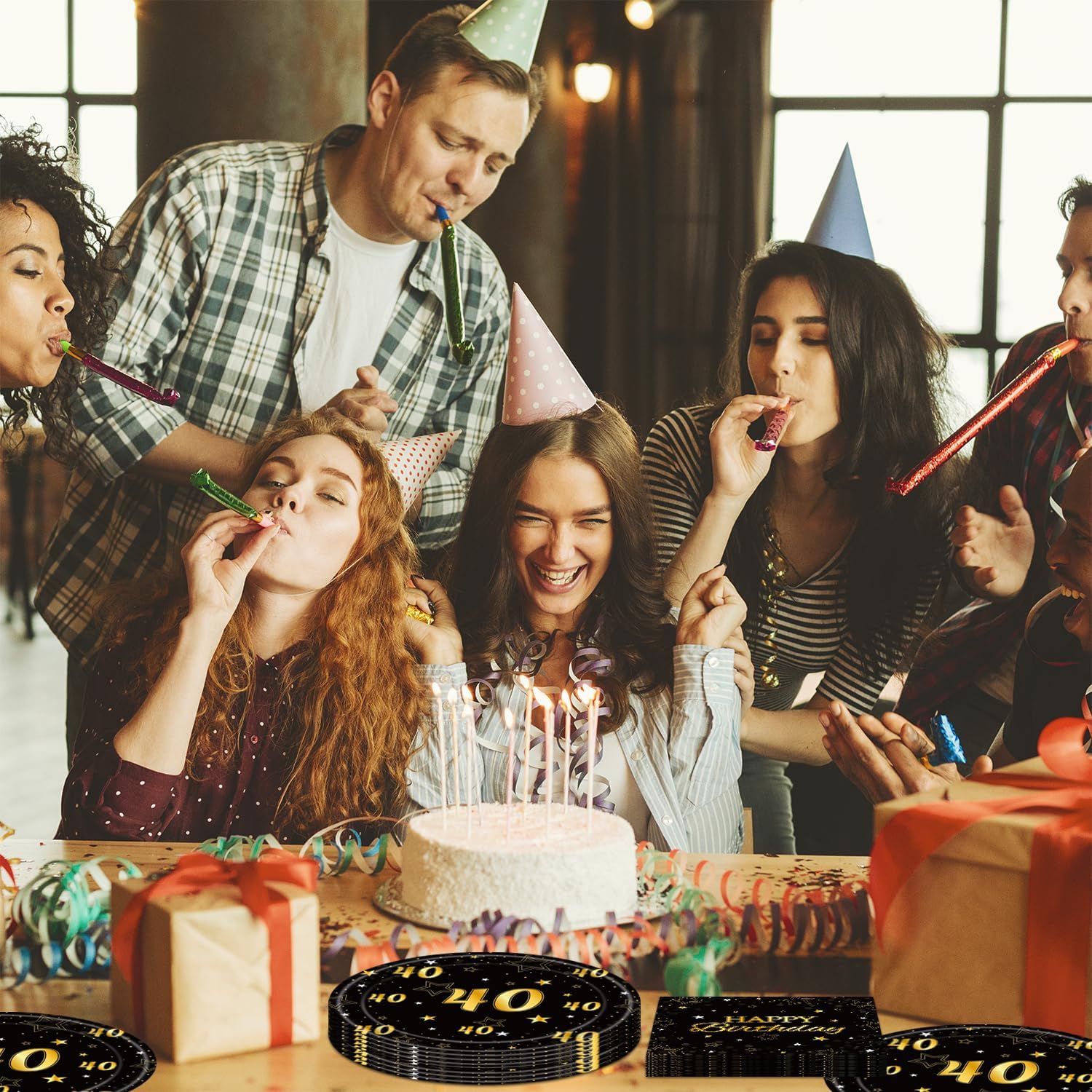 40pcs 40th Black Gold Birthday Party Decorations 40th Black Gold Theme Plates and Napkins for Men Women,Suitable for 20 Guests - Image 5