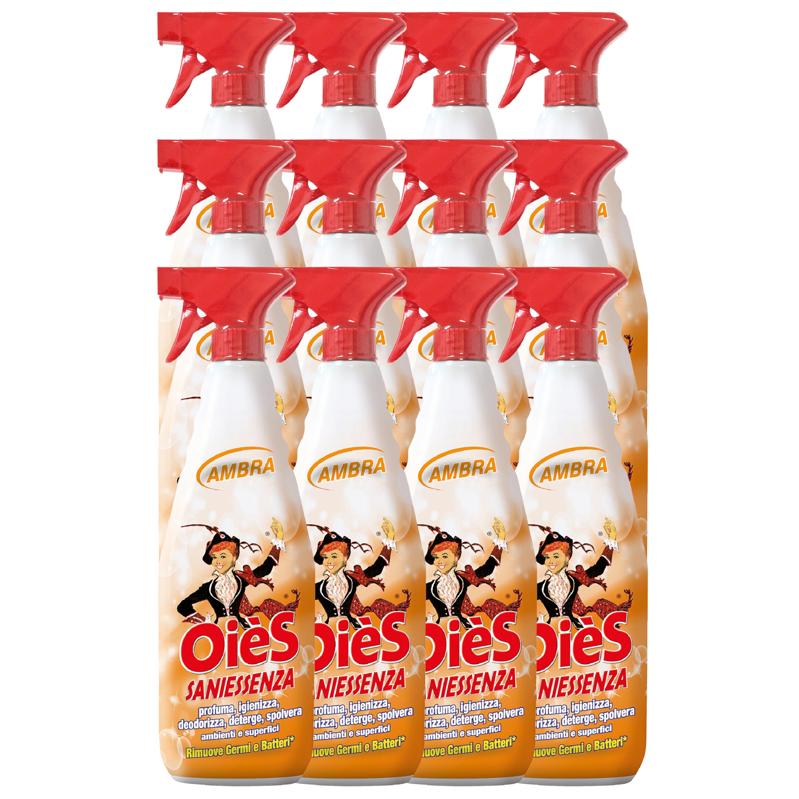 OièS Essenza - Lot de 12 flacons de dégraissant parfumé de 750 ml Ambra