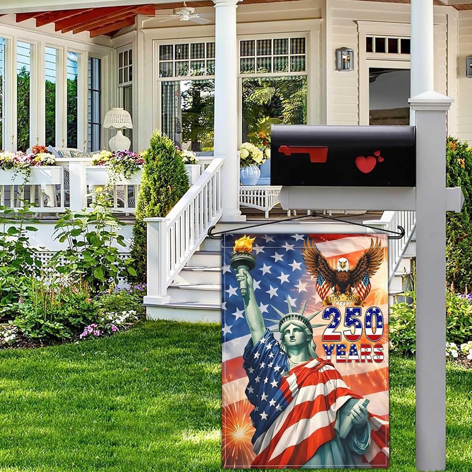 NASIAN 250 Year American Anniversary Flag 250th Anniversary USA Merchandise Garden Flag Patriotic 4th of July Eagle Yard Garden Flags For Outside 12x18 Inch Double Sided Outdoor Banner Decorations