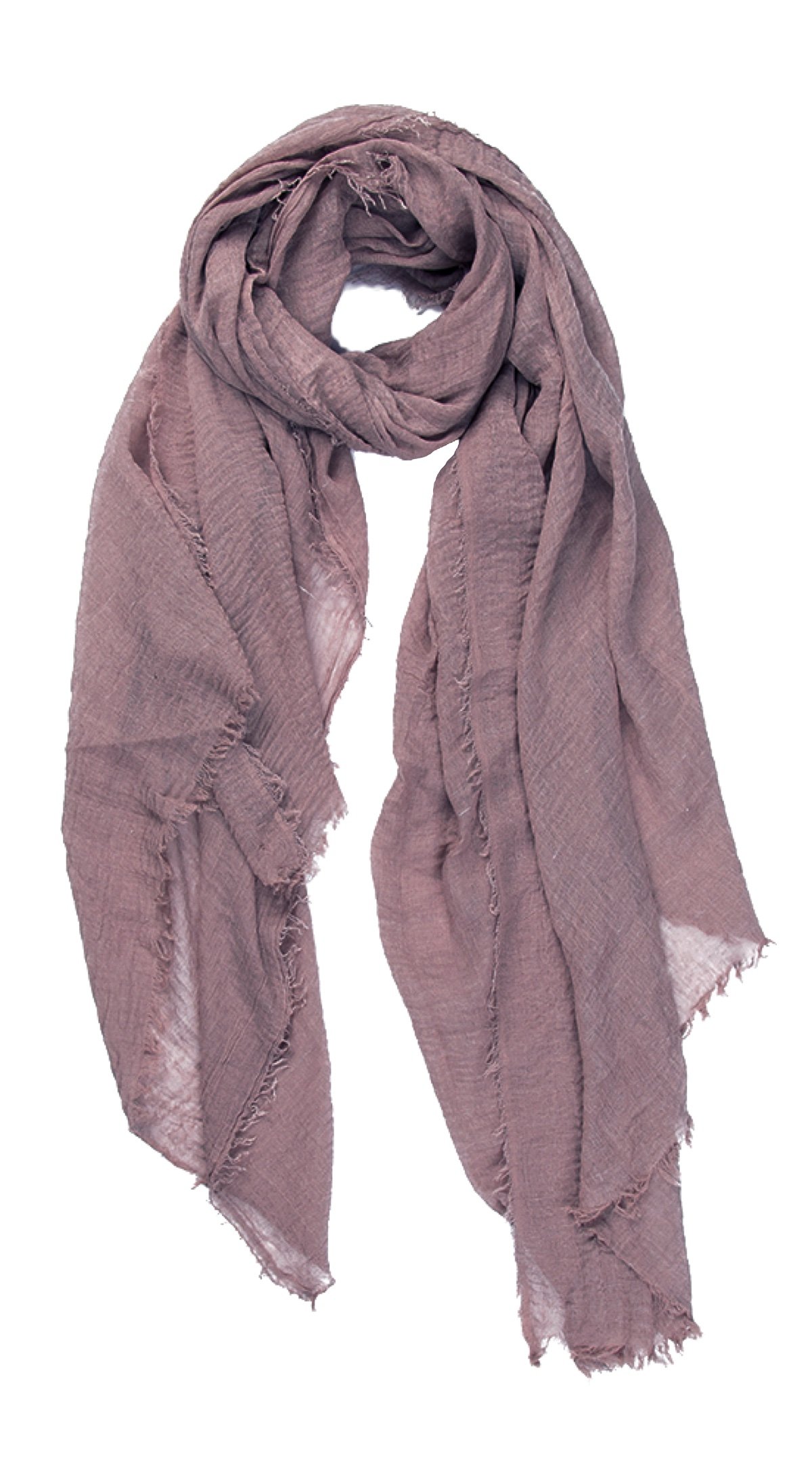 World of Shawls Chic Ladies Crinkle Distressed Effect Scarf with Fringed Edges (Dull Lavender)