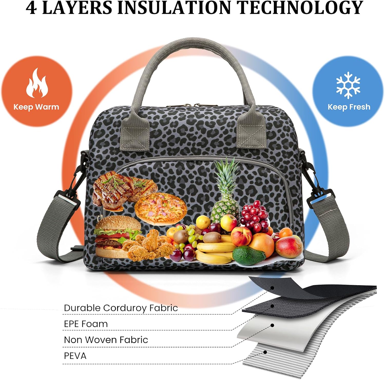 MEXS Insulated Lunch Bag for Women Men Large Reusable Lunch Box Adult Leakproof Portable Cooler Tote Bags for Work Picnic image 3