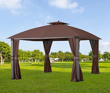 10X12 Replacement Gazebo Top,600D Polyester Waterproof Shade Canopy