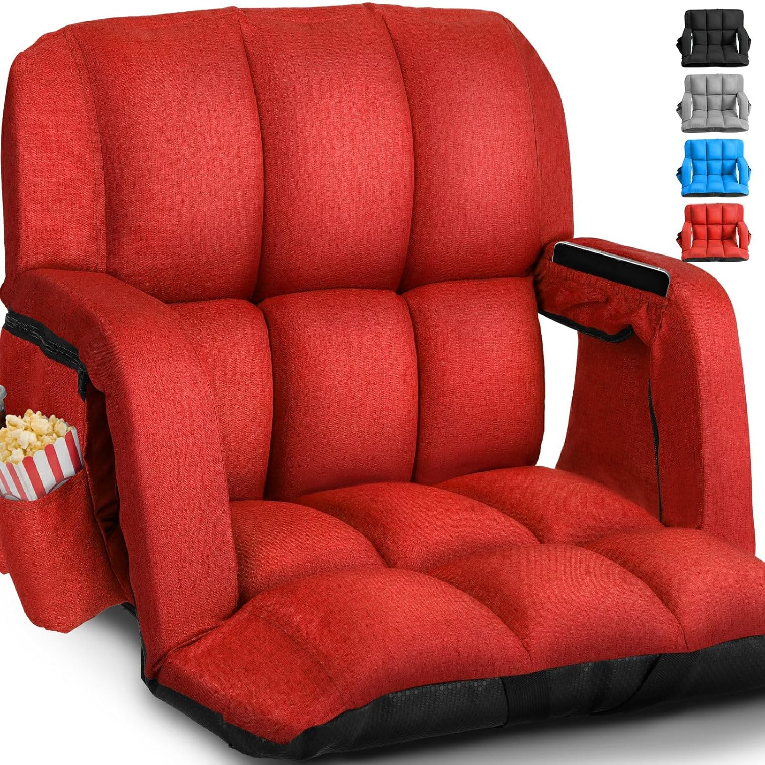 Stadium Seats with Back Support Wide, 4.7" Padded Bleacher Seat, 6-Position Reclining Bleacher Chairs with Back and Cushion, Sofa Style Ergonomic Design for Sports Games Baseball Football (25"Black)