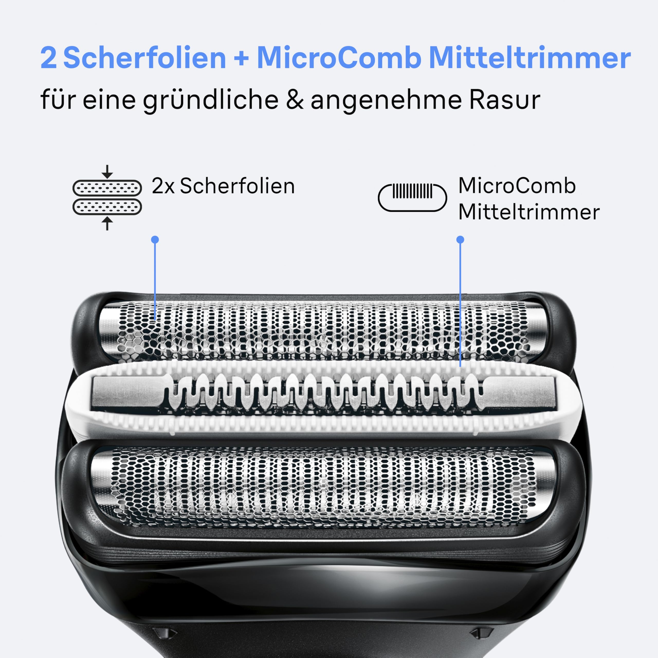 Braun Rasierer Herren Elektrisch Series 3+, 3040si, Blau - Kabelloser Elektrorasierer mit 3 Flexible Klingen, Barttrimmer mit 45 Min. Akku, Wasserdicht, Made in Germany, Inkl. Schutzkappe
