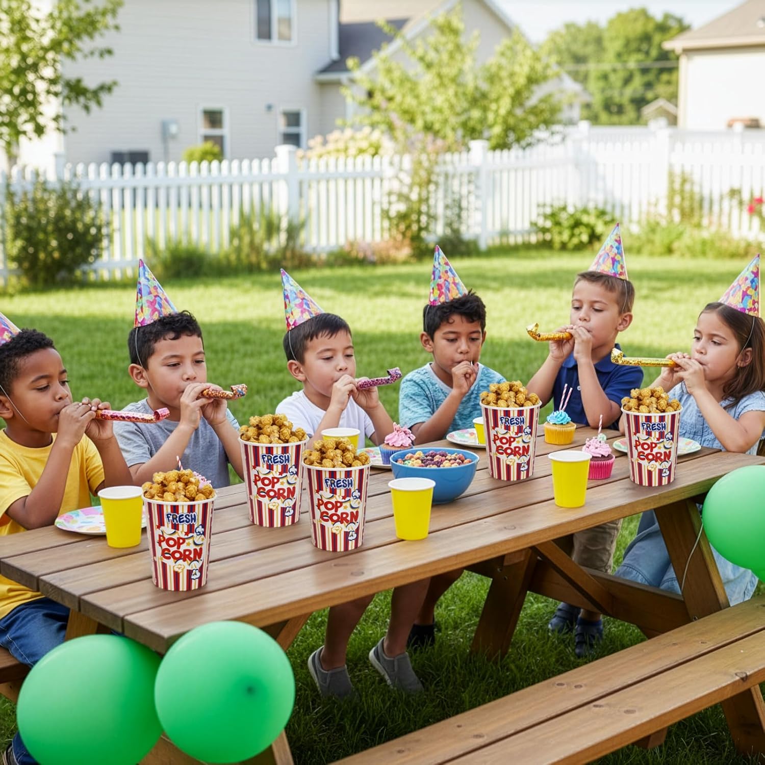 Covzoe 50 Pack Popcorn Buckets, 32Oz Disposable Paper Popcorn Boxes
