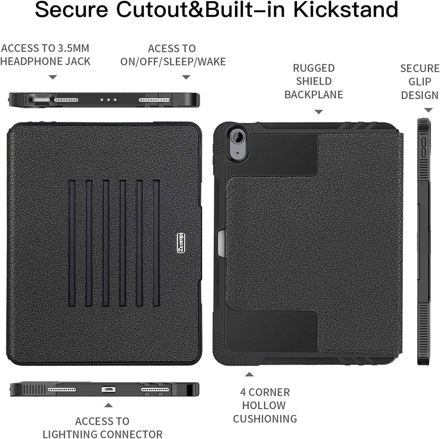 Get Discount Offer ZtotopCases New iPad Air 5th/4th Generation Case 10.9 Inch 2022/2020, Multi-Viewing Angles Auto Wake/Sleep & Pencil Holder iPad Air 5 Case, Black