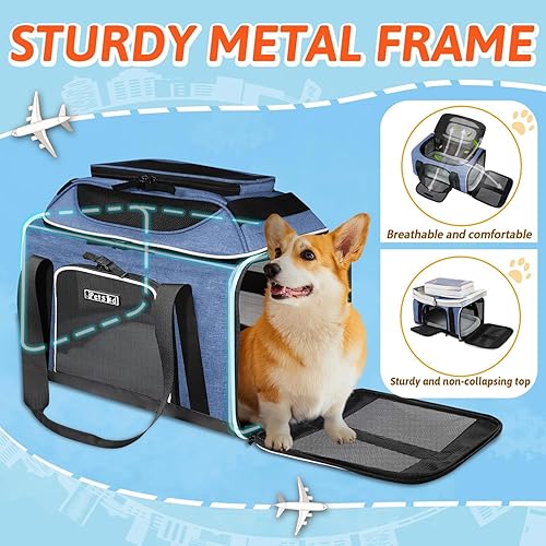 Vista 78 de Petskd Transportador superior expandible para mascotas de 17 x 12 x 8.5 pulgadas, aprobado por aerolíneas JetBlue Allegiant Spirit, portador