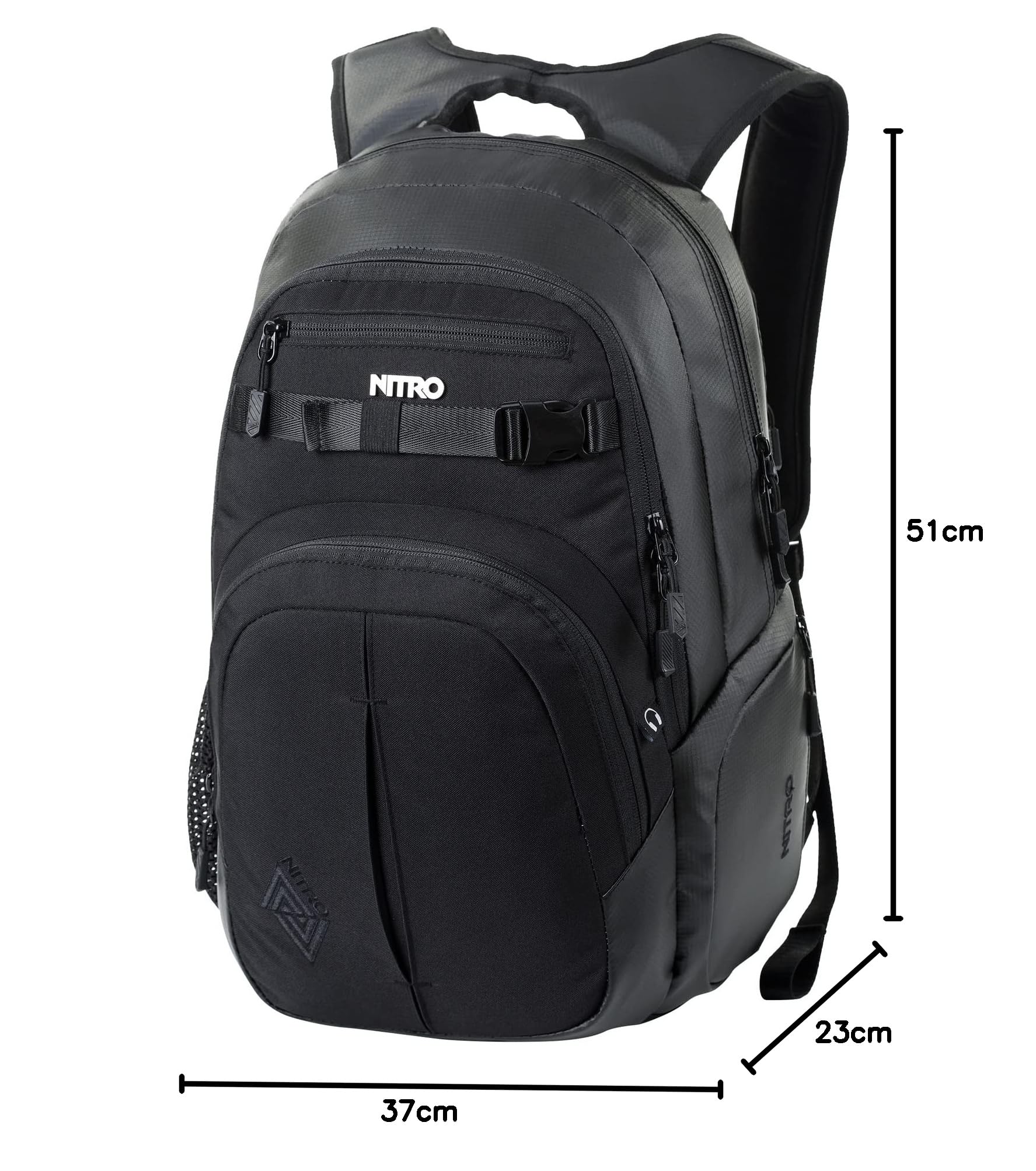 Nitro Chase - Zaino per la scuola con organizer, Schoolbag, con scomparto per laptop da 17 pollici, colore: nero, nero, 35L, Rucksack