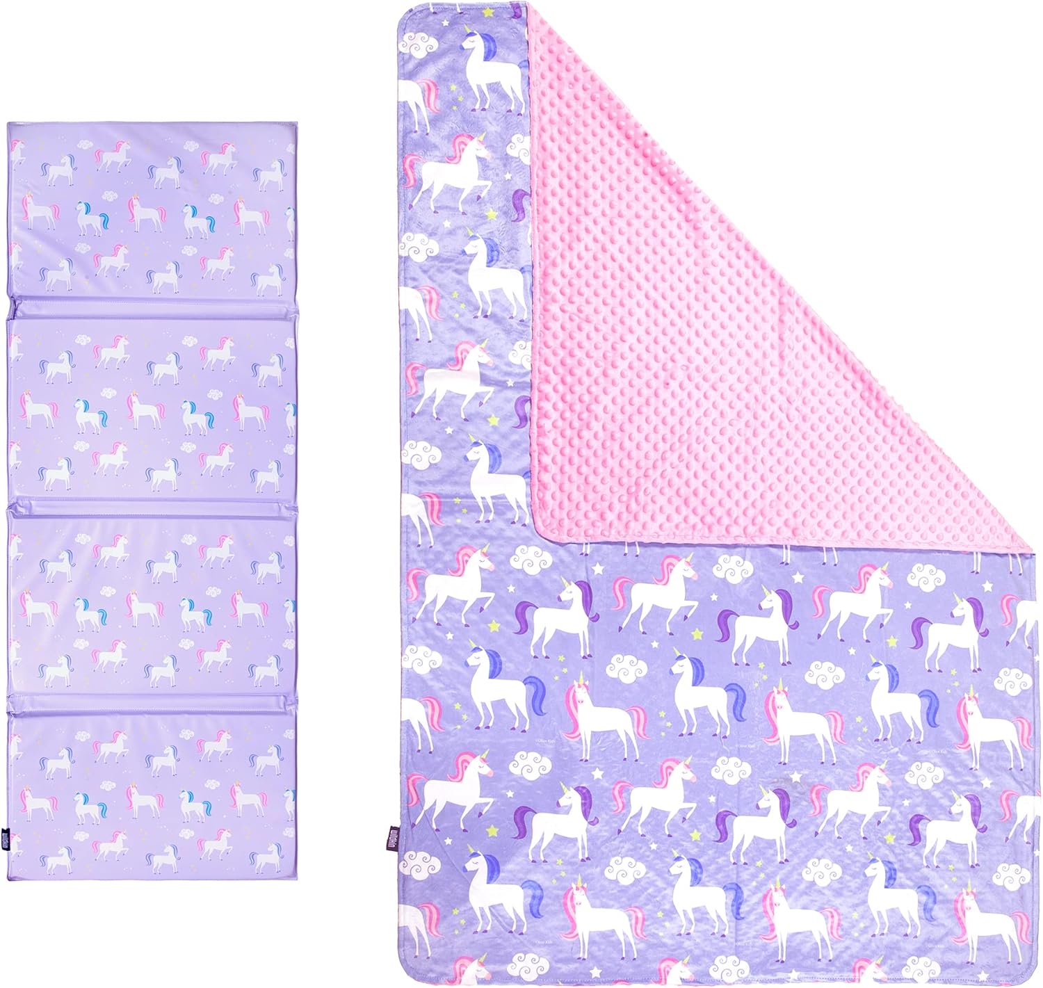 Wildkin Kids Plush Throw Blanket Bundle with Vinyl Nap Mat