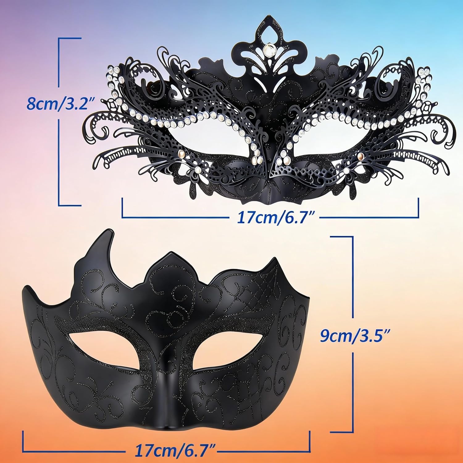 Couples' Masquerade Masks,Venice Painted Masks Halloween Parties Metal Plastic Lace Carnival Goggles - Image 3