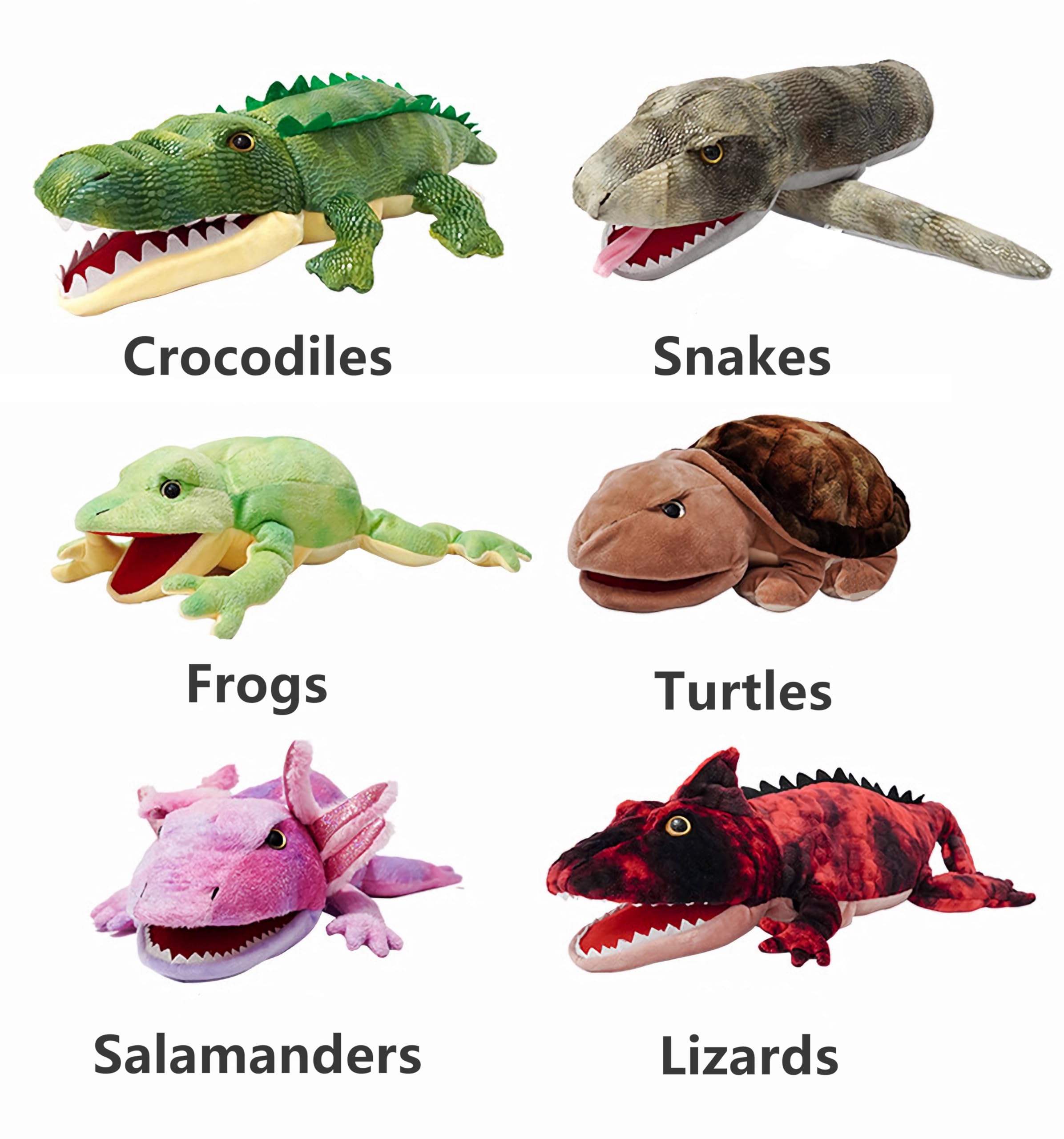 Marionnettes à Main Amphibiens pour Les Enfants,comprennent des Grenouilles,des Serpents,des lézards avec des bouches Ouvertes Mobiles,Parfaits pour la Narration,l'enseignement,Les Cadeaux - 2