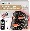 INIA Red Light Therapy Mask for Face – 4 Light Modes with 850nm NIR, Red & Blue LED Light Therapy, 2600mAh Rechargeable LED Face Mask for Radiant Glow at Home, Black