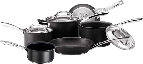 Circulon Infinite Induction Hob Pan Set of 6 - Non Stick Pots and Pans Sets with Stainless Steel Lids & Handles, Premium Dishwasher Safe Cookware, Black