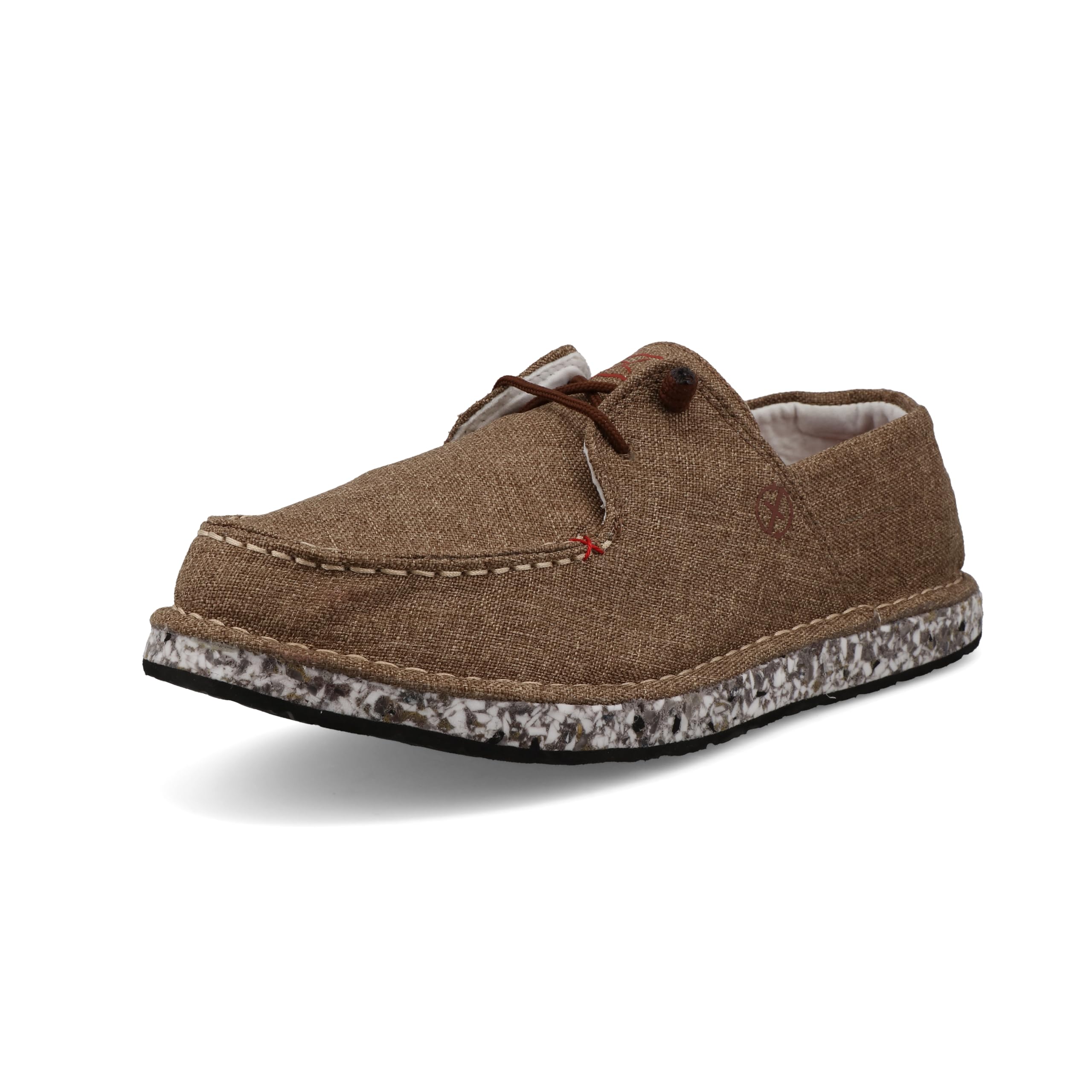 Chaussure bateau hommes Twisted X Circular en lin marron pointure 42
