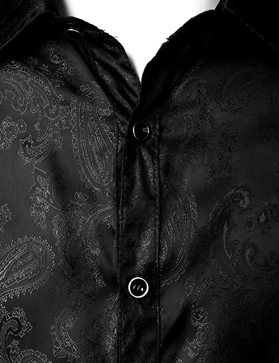 ZEROYAA Men's Paisley Jacquard Slim Fit Long Sleeve Button Up Dress Shirt for Party Prom - Image 4