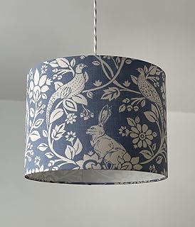 China Blue Woodland Hare Pheasant Drum Lampshade